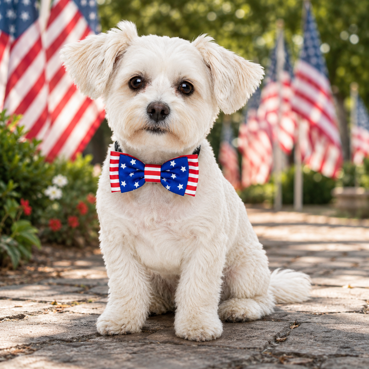 Patriotic American Flag Dog Bow Tie for Dogs