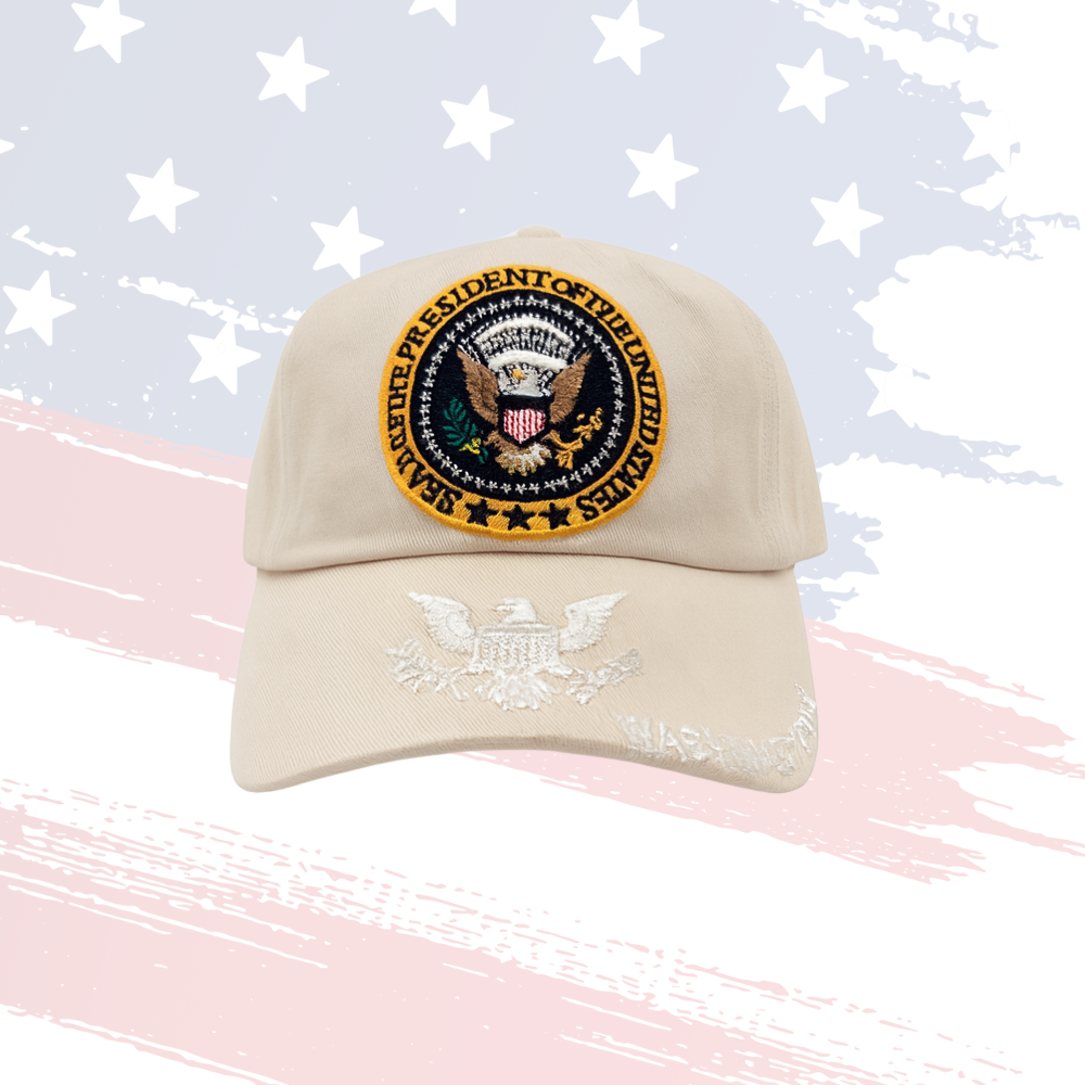 Presidential Seal Hat Tan Embroidered Adjustable Cap