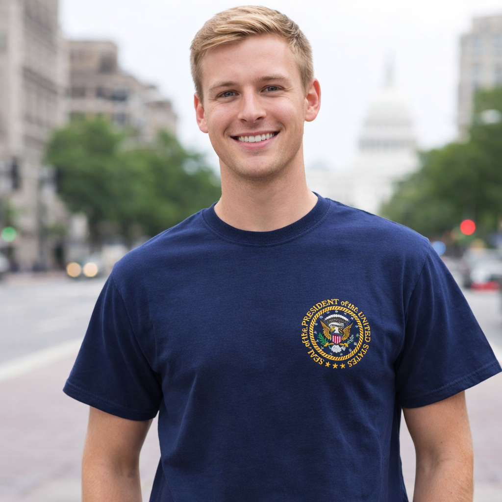 Presidential Seal Pocket Embroidered T-Shirt - Navy