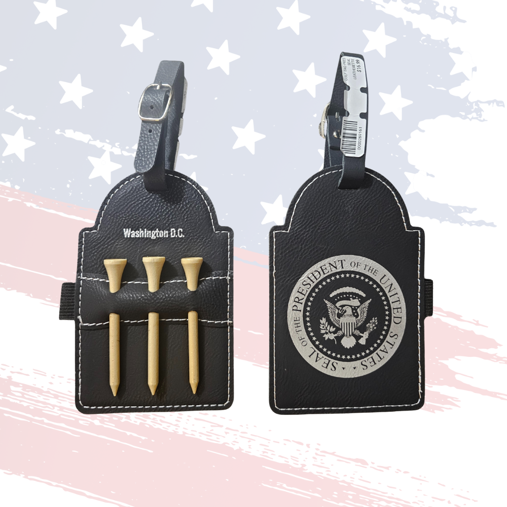 Presidential Seal Golf Tag Set – Leather-Like Golf Accessory, Washington, D.C. Gift for Golfers