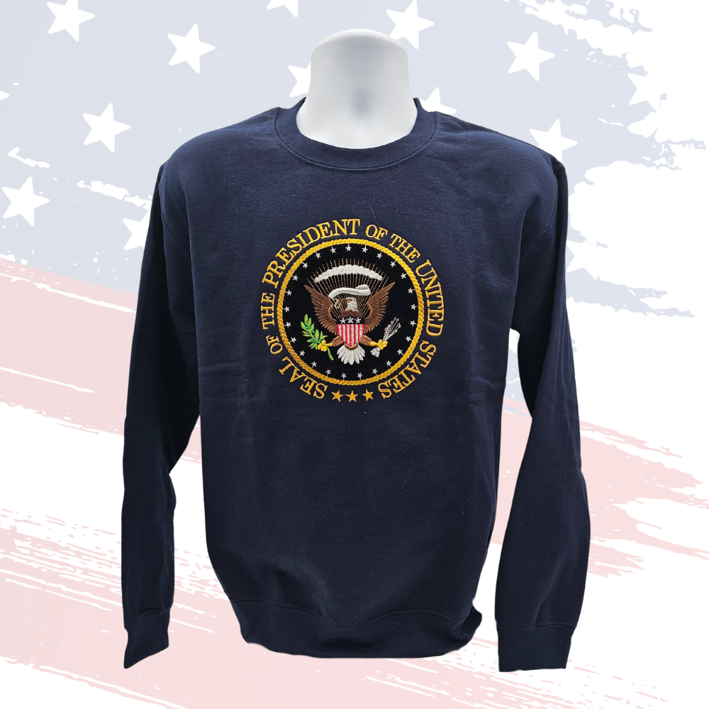 Presidential Seal Sweatshirt | Embroidered Crew Style