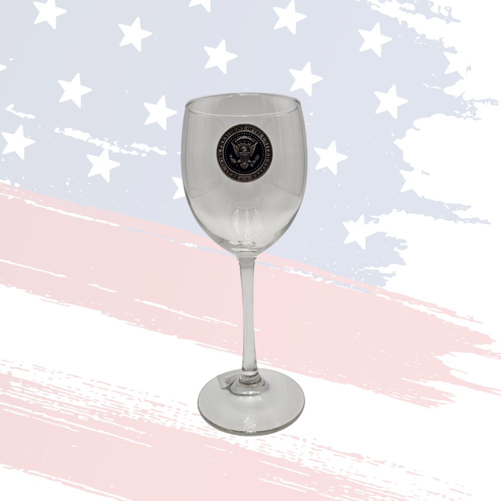 Presidential Seal Wine Glass – Clear with Medallion | Elegant Collectible