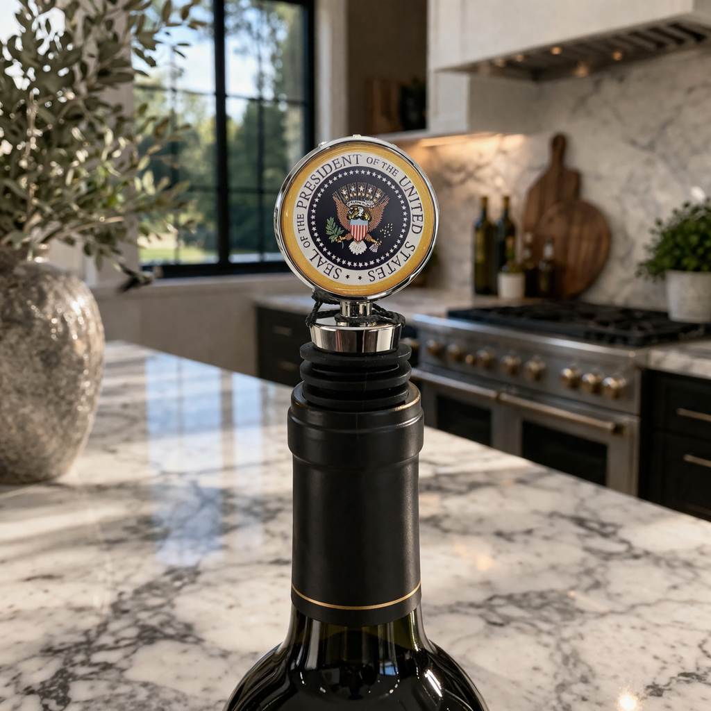 Presidential Seal Wine Stopper – Elegant Bottle Stopper - Presidential Seal Gift & Bar Accessory