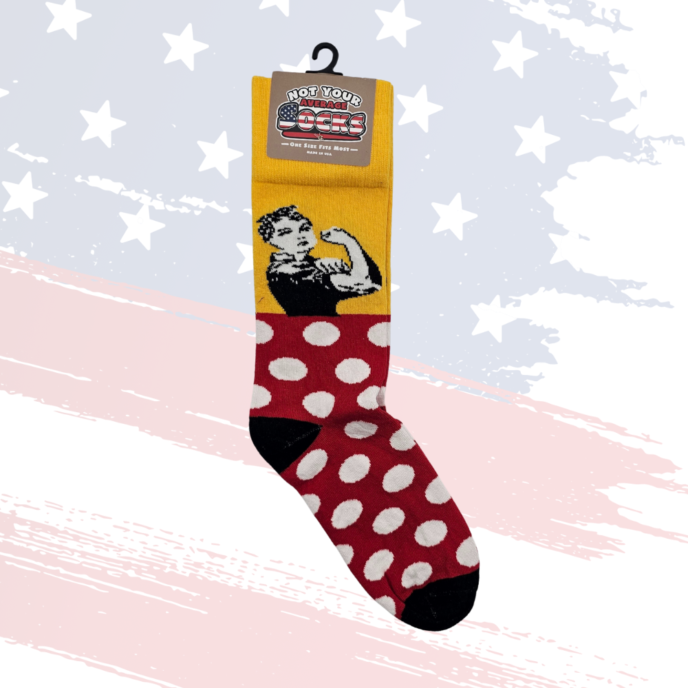 Rosie the Riveter Socks – Made in USA Patriotic One Size Fits Most
