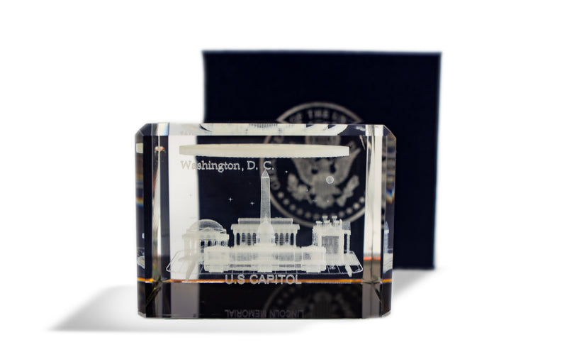 Washington D.C. Crystal Square Prism Paperweight