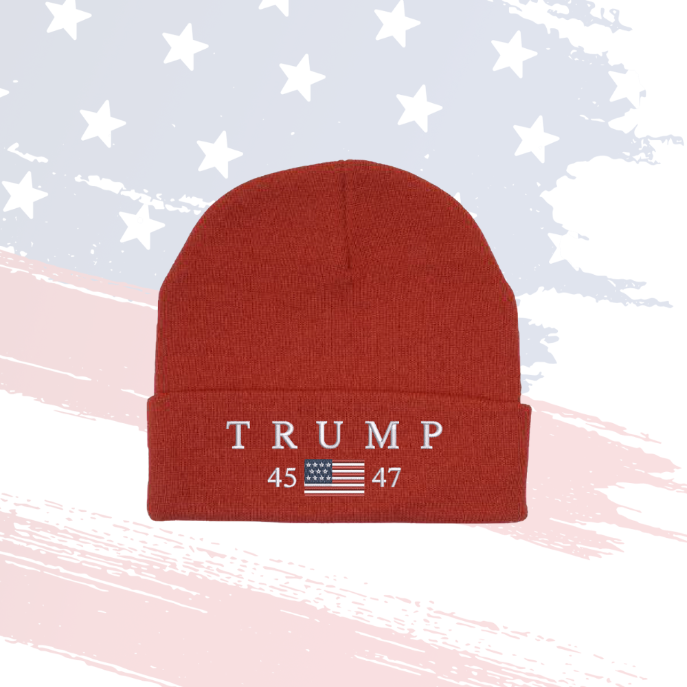 Trump 45 & 47 President Solid Red Beanie – Stylish Political Accessory