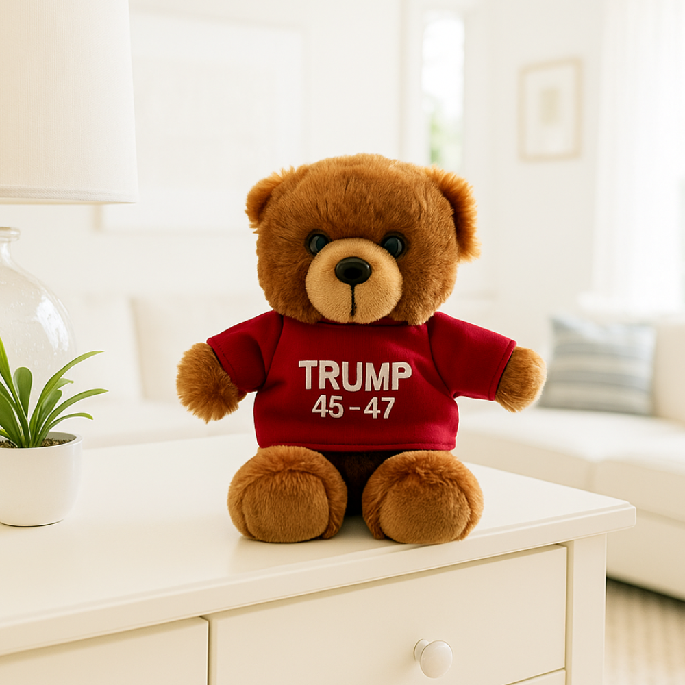 Trump 45–47 Presidential Bear – Soft Plush Toy in Red Shirt  - White House Gifts Exclusive