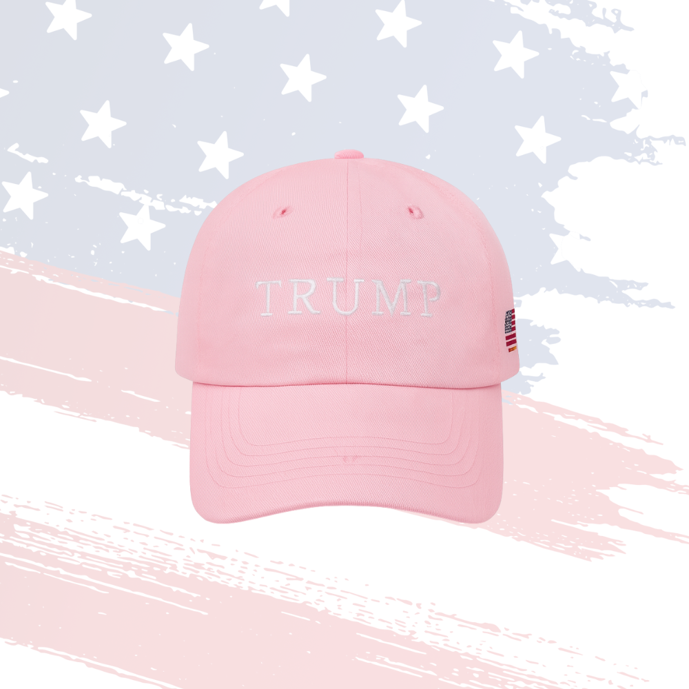 Trump Pink Hat Adjustable Embroidered Cap with American Flag – Decorated in USA