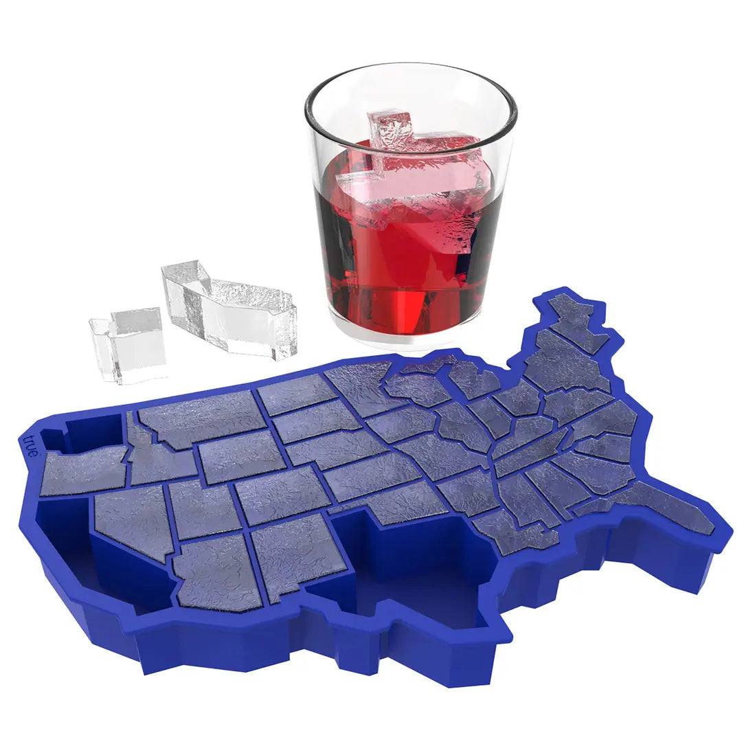 USA Map Silicone Ice Cube Tray -  American States Ice Mold for Whiskey, Cocktails, Chocolate & Candy