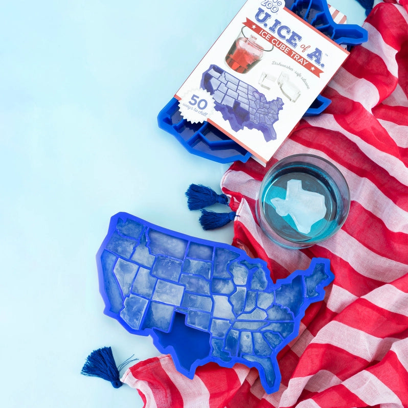 USA Map Silicone Ice Cube Tray -  American States Ice Mold for Whiskey, Cocktails, Chocolate & Candy