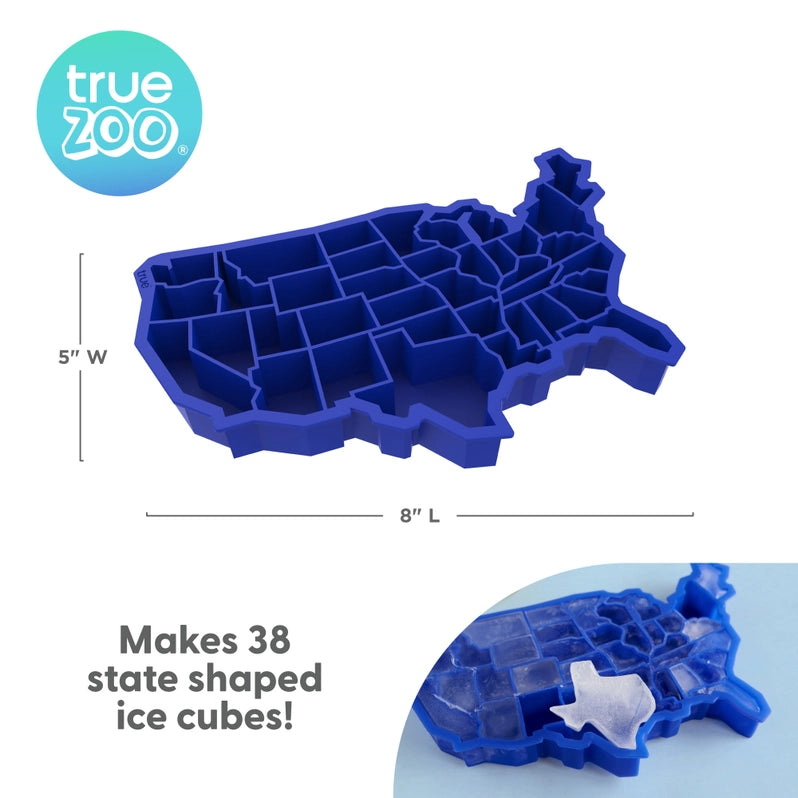 USA Map Silicone Ice Cube Tray -  American States Ice Mold for Whiskey, Cocktails, Chocolate & Candy