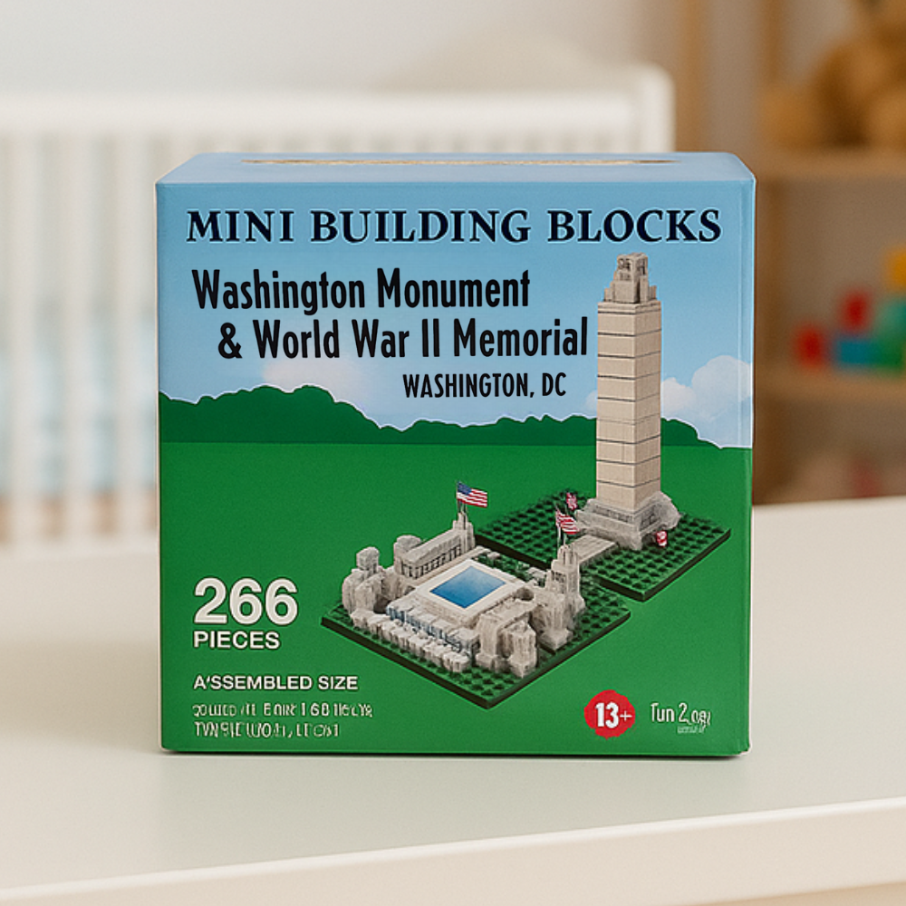 Washington Monument & World War II Memorial Mini Building Blocks – 266-Piece Washington, D.C. Souvenir Set