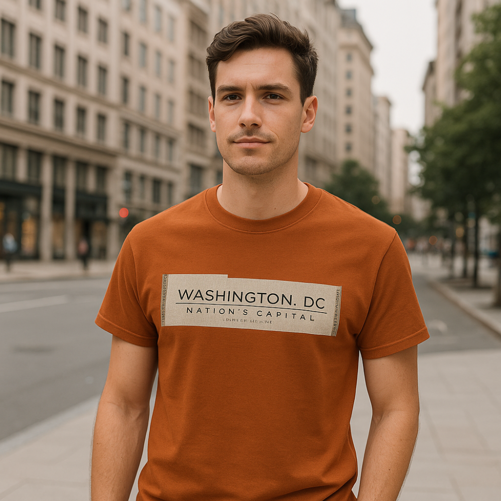 Washington DC Nation’s Capital T-Shirt 100% Cotton Rust Tee