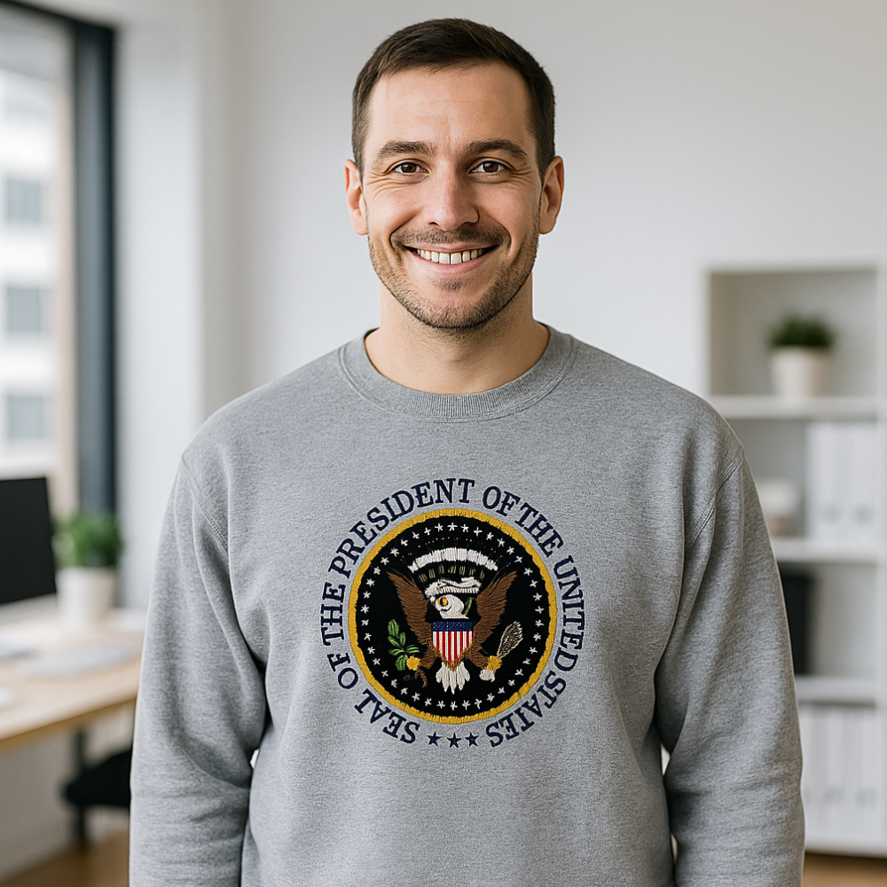 Presidential Seal Crew Sweatshirt - Gray