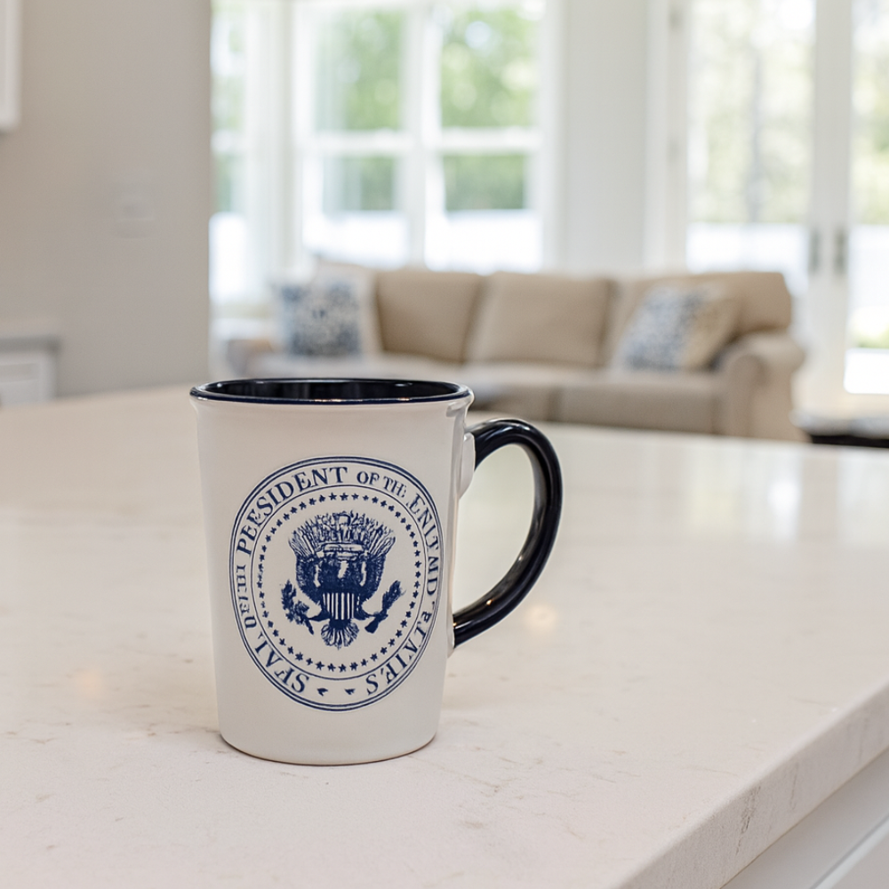 Jumbo 16 oz White Ceramic Mug with Navy Interior &amp; Handle – Exclusive Gift!