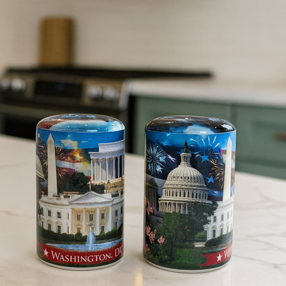 Washington, D.C. Monuments Salt and Pepper Shaker Set – Full-Color Landmarks Design