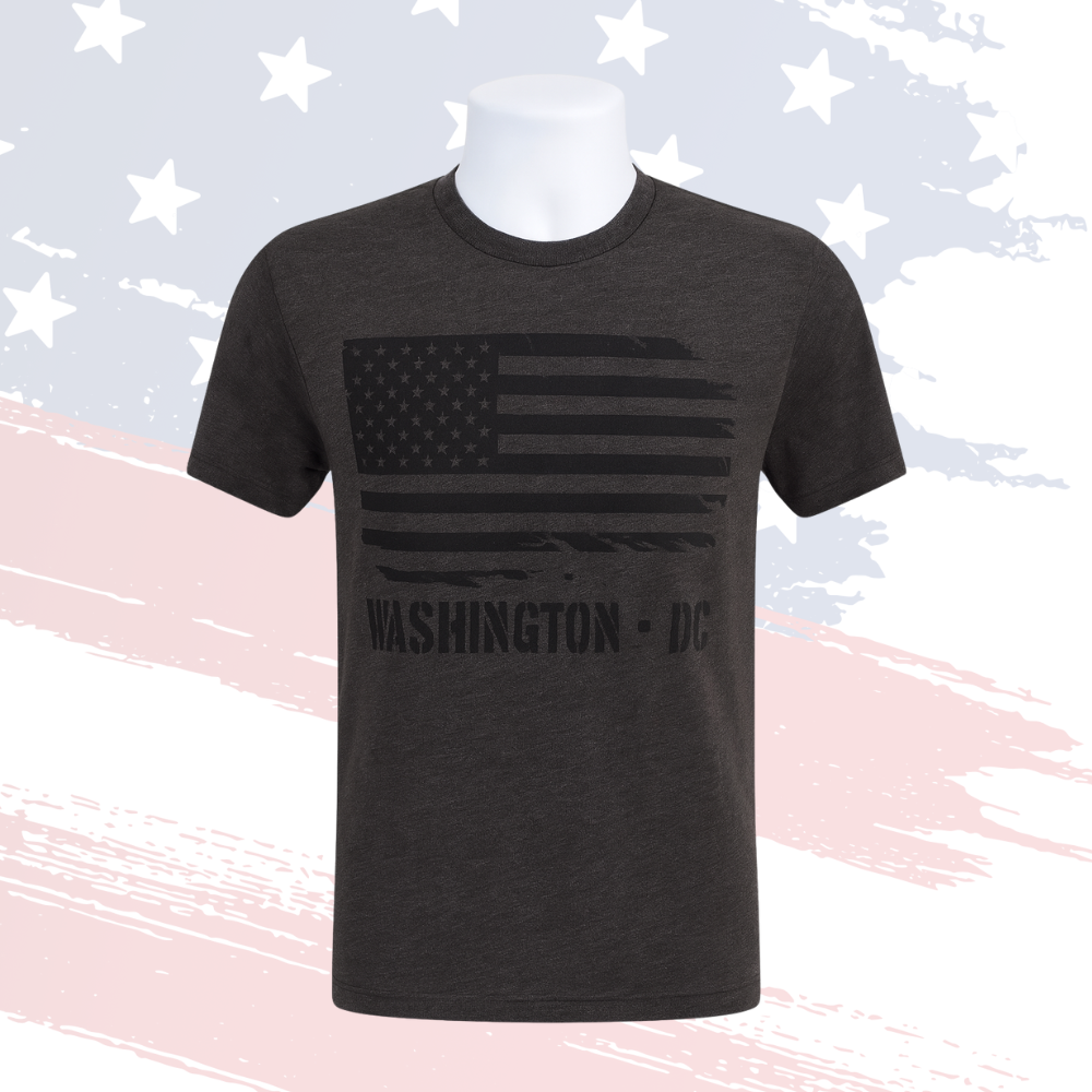 Washington DC American Flag T-Shirt | 100% Cotton Dark Gray Tee