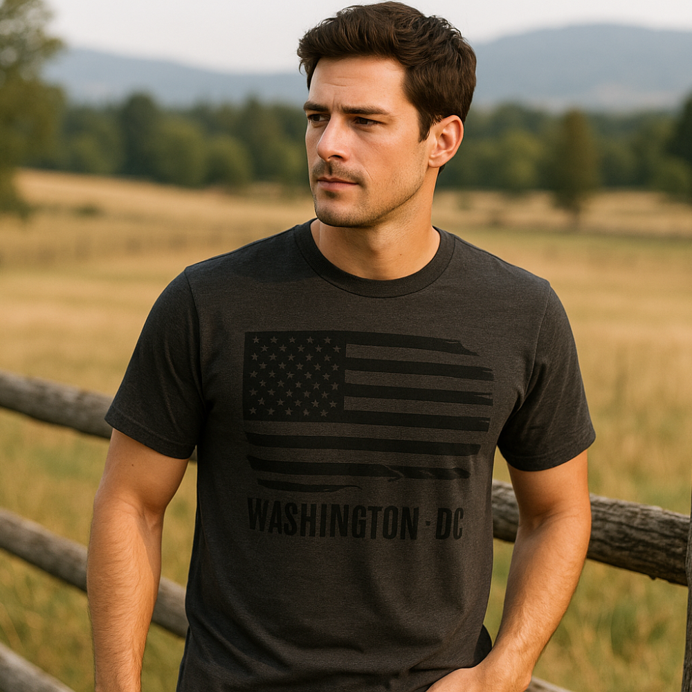Washington DC American Flag T-Shirt | 100% Cotton Dark Gray Tee2
