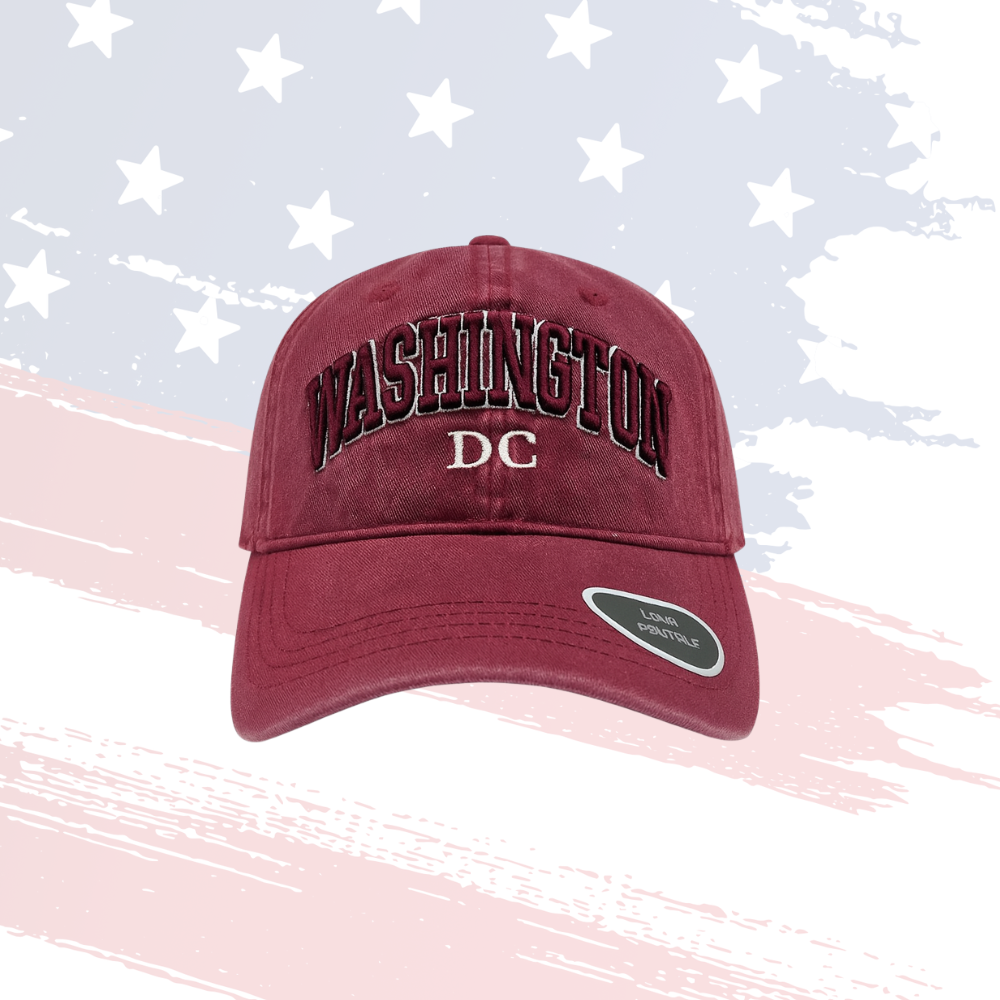 Washington DC Embroidered Hat Maroon Adjustable Souvenir Cap