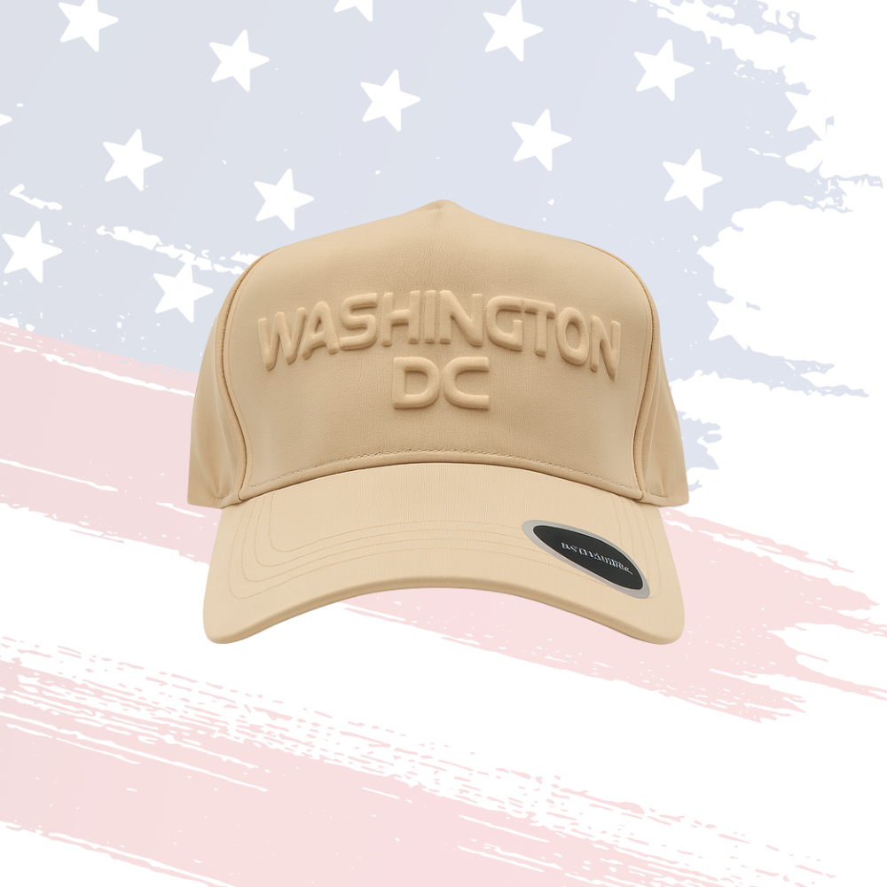 Washington DC Raised Lettering Hat Beige Adjustable Souvenir Cap