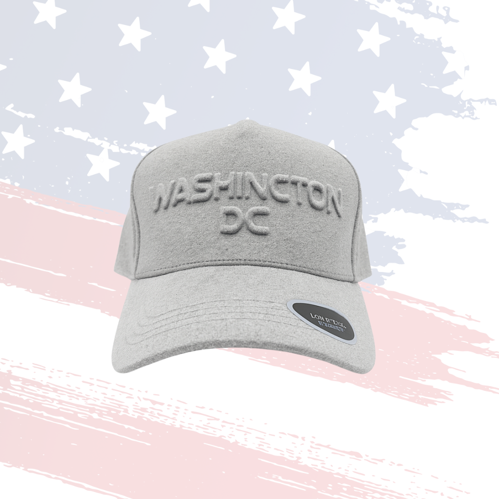 Washington DC Raised Lettering Hat Gray Adjustable Souvenir Cap