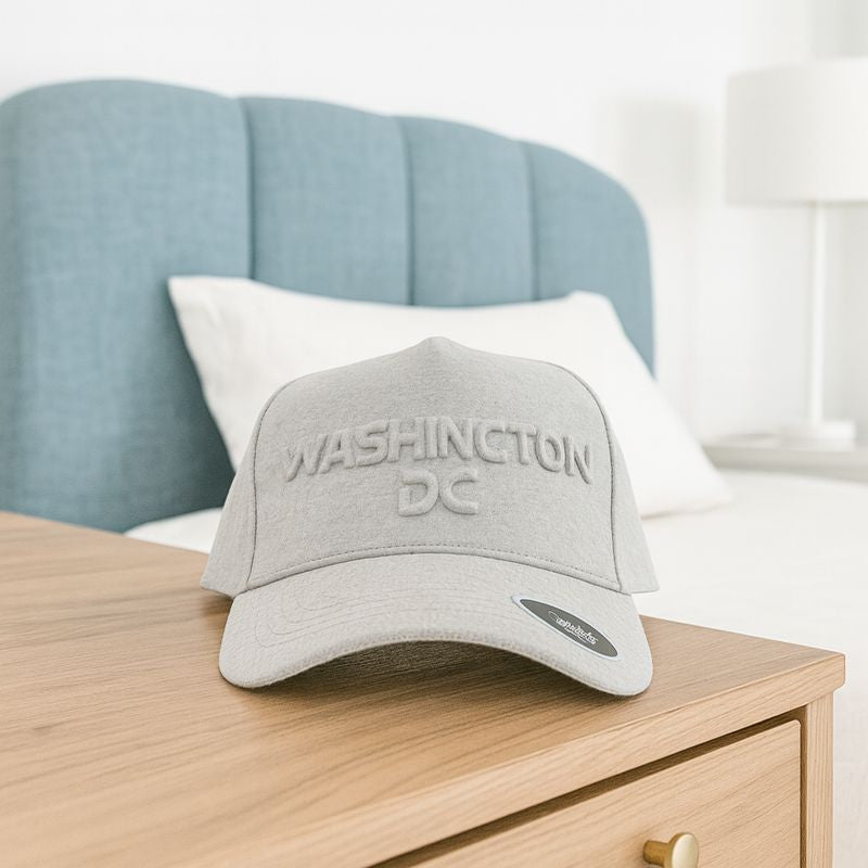 Washington DC Raised Lettering Hat Gray Adjustable Souvenir Cap