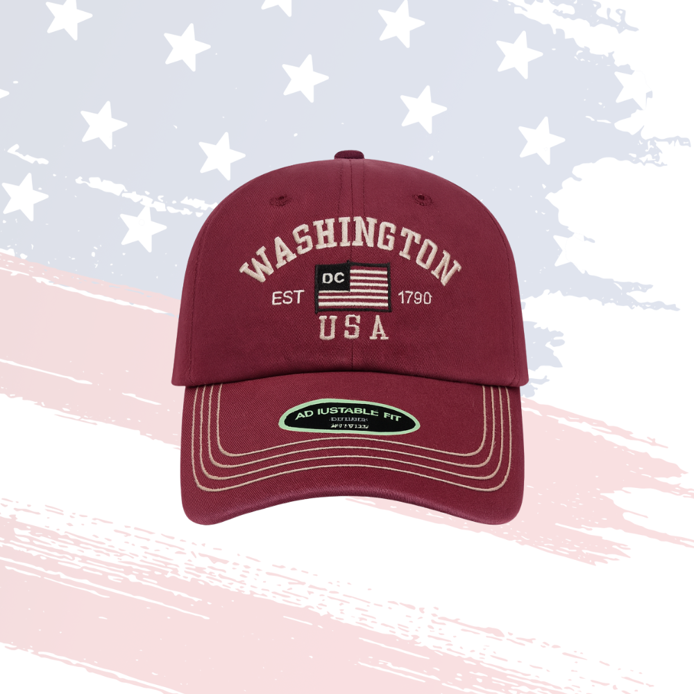 Washington DC USA Hat Maroon Embroidered Adjustable Souvenir Cap