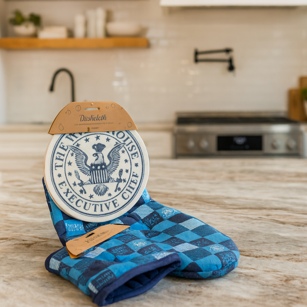 White House/Presidential  Oven Mitt & Eco Dish Cloth Bundle2