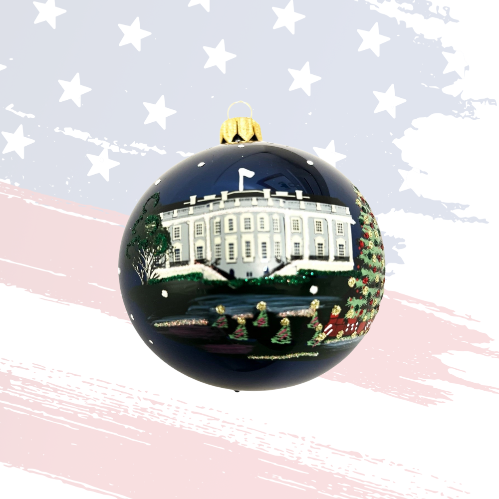 White House Round Christmas Ornament – Patriotic Holiday Keepsake