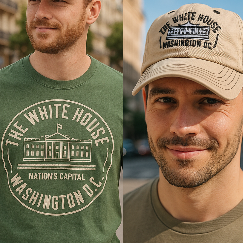 White House Washington, D.C. T-Shirt and Cap Bundle – Olive Green and Beige Nation’s Capital Collection