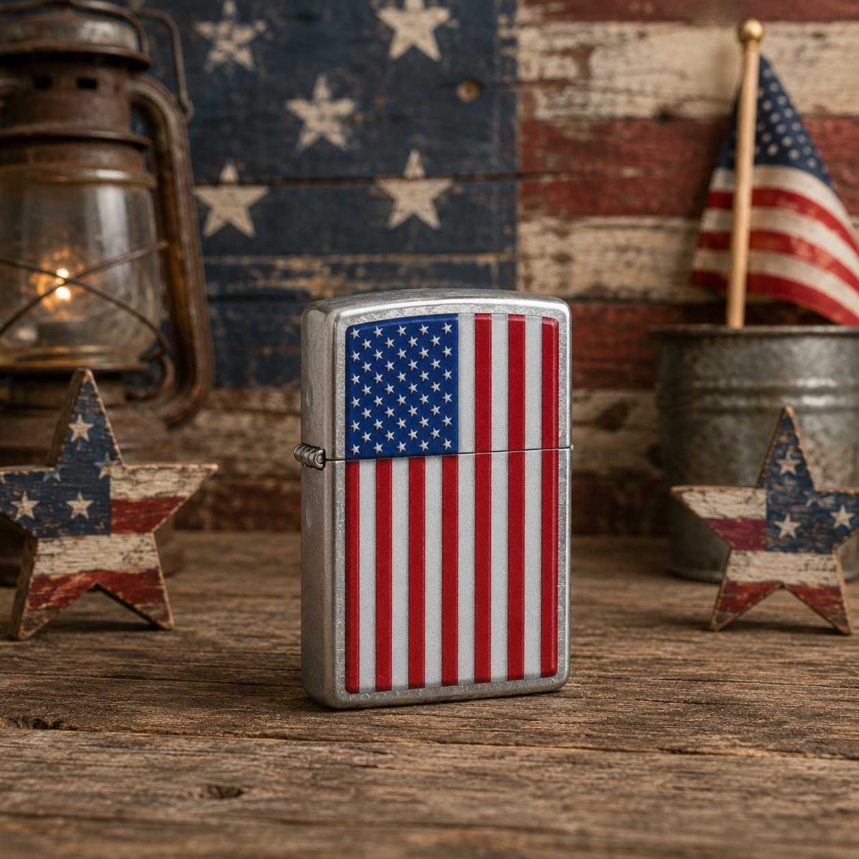 Zippo American Flag Windproof Lighter – Made in USA Street Chrome Collectible