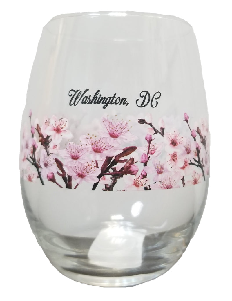 Cherry Blossom Stemless Wine Glass