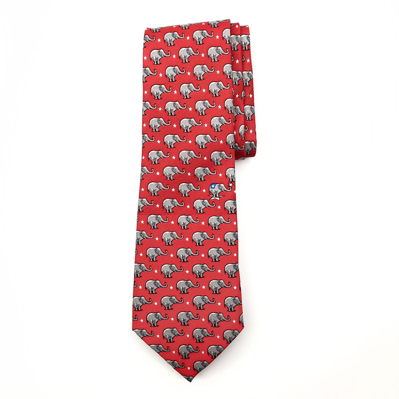 Silk Republican Elephant Tie